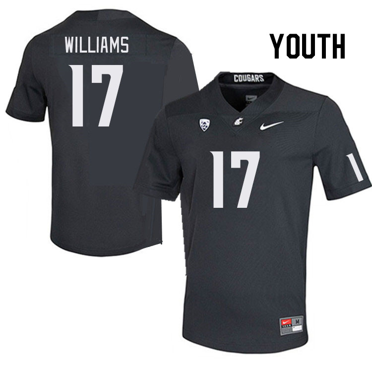 Youth #17 King Williams Washington State Cougars College Football Jerseys Stitched Sale-Charcoal